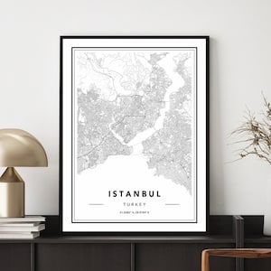 Istanbul City Map Print, Map Of Istanbul, Istanbul Turkey Map Poster, Istanbul City Map, Turkey Map Print, Custom Map Poster