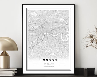 London City Map Print, London Map Poster, London Map Poster, London Map Wall Art, Custom London Map Print, London Street Map, Map Of London