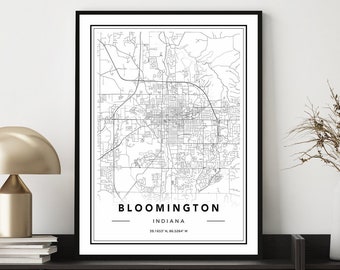 Bloomington Indiana Map Art Print: Modern Cityscape Poster