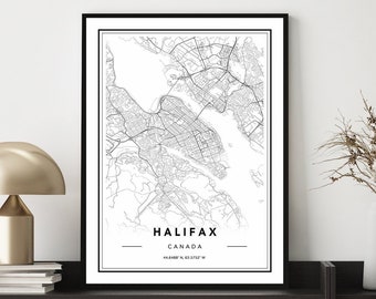 Halifax city map print personalized artwork map gifts watercolor painting print of Canada Nova Scotia map wall art decor framed poster