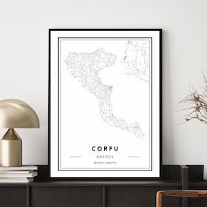 Corfu Karte Druck, Corfu Karte Poster, Corfu Karte Wandkunst, Corfu Karte, Corfu Kunstdruck, Karte von Korfu, Karte von Corfu, Individuelle Karte Design
