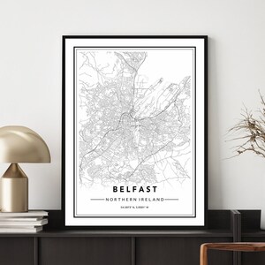 Belfast Map Print, Belfast Map Poster, Belfast City Map Wall Art, Mapa de Belfast, Belfast Travel Poster, Ireland Map Poster, Custom Maps