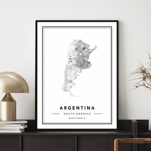 Argentina Map Print, Argentina Map Poster, Argentina Map Wall Art, Mapa de Argentina, Argentina Travel Poster, South America Map