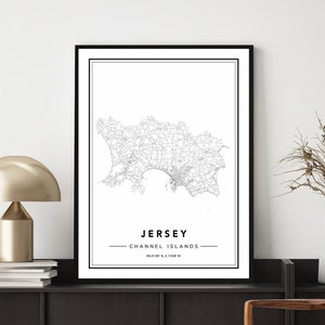 Jersey Karte Druck, Jersey Karte Poster, Jersey Karte Wandkunst, Jersey Karte, Jersey Art Print, Karte von Jersey, Custom Map Design