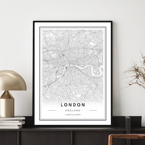 Impressão do mapa da cidade de Londres, pôster do mapa de Londres, pôster do mapa de Londres, arte da parede do mapa de Londres, impressão personalizada do mapa de Londres, mapa de ruas de Londres, mapa de Londres