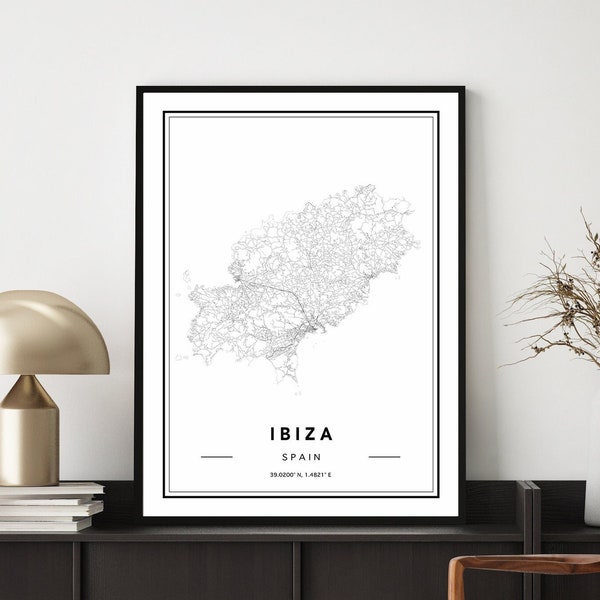 Ibiza Map Print, Ibiza Map Poster, Ibiza Map Wall Art, Ibiza Map, Ibiza Art Print, Map Of Ibiza, Ibiza Spain Map, Custom Map Design