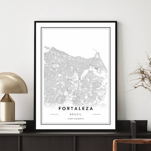 Impressão do mapa de Fortaleza Brasil, pôster do mapa da cidade de Fortaleza, arte da parede do mapa de Fortaleza, mapa de ruas de Fortaleza, mapa de Fortaleza, pôster do mapa do Brasil