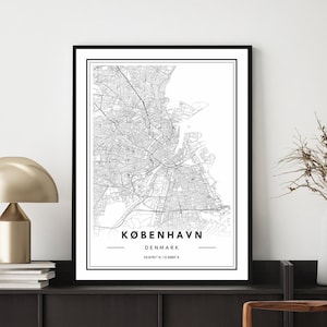 Kobenhavn Map Print, Kobenhavn Map Poster, Kobenhavn Map Wall Art, Map Of Copenhagen, Copenhagen Denmark Map