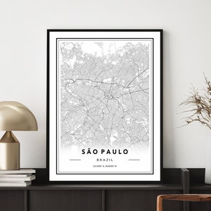 Sao Paulo Brasil Mapa Print, Sao Paulo City Map Poster, Sao Paulo Map Wall Art, Sao Paulo Street Map, Mapa de Sao Paulo Brasil, Mapas personalizados