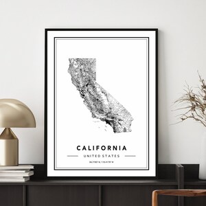 California State Map Print, California Map Poster, California Map Wall Art, Black & White California Road Map, California Travel Poster