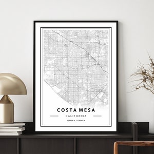 Costa Mesa City Map Print, Costa Mesa CA Map Poster, Map Of Costa Mesa, Costa Mesa California Map Wall Art, Custom Map Poster