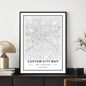 Impressão personalizada de mapa de cidade, qualquer cidade, qualquer mapa de localização, mapa personalizado, pôster de mapa personalizado, presente de mapa, impressão de arte de mapa personalizado