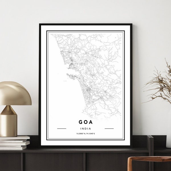 Goa India Map Print, Map Of Goa, Goa Map Print, India Art Print, Goa Map Poster, Minimal Goa Poster, India Map Poster, Custom Maps