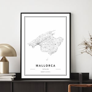 Mallorca Map Print, Mallorca Map Poster, Majorque Map Wall Art, Mallorca Street Map, Map of Majorque Espagne, Custom Maps Available