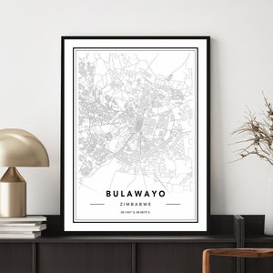 Bulawayo Mapa Print, Bulawayo Mapa Poster, Bulawayo Mapa Wall Art, Mapa de Bulawayo, Mapa de Bulawayo, Mapa de la ciudad de Bulawayo, Mapa de Zimbabue, Mapas de la ciudad personalizados