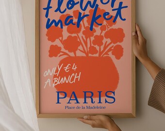 Paris Flower Market Print: Hand Drawn Boho Pastel Floral Wall Art