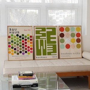 Set Of 3 Colourful Bauhaus Art Print Set, Geometric Bauhaus Wall Art Print, Mid Century Gallery Wall Art, Bauhaus Posters | SET 102