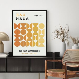 Orange Bauhaus Art Print, Geometric Bauhaus Poster, Retro Bauhaus Wall Art, Inspired By Bauhaus Poster, Mid Century Poster | A019