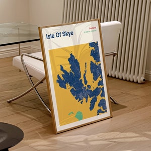 Impression de carte de l'île de Skye, affiche de carte de l'île de Skye, art mural de carte de l'île de Skye, couleur de la carte de l'île de Skye, carte de l'île de Skye