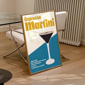 Retro Espresso Martini Art Print: Bar Cart Decor
