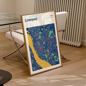 Impresión de mapa de Liverpool, cartel de mapa de Liverpool, arte de pared de mapa de Liverpool, mapa de Liverpool, impresión de arte de Liverpool, mapa de diseño de mapa personalizado de Liverpool