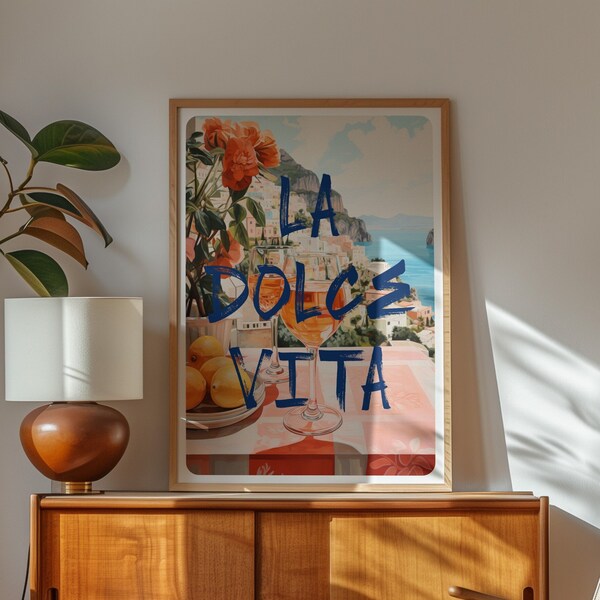 Italian La Dolce Vita Poster, Trendy Typography Print, Maximalist Wall Art, Positano Prints, Aperol Spritz Poster, Italian Prints | TR103