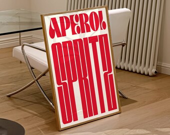 Aperol Spritz Art Print: Retro Bar Cart Poster