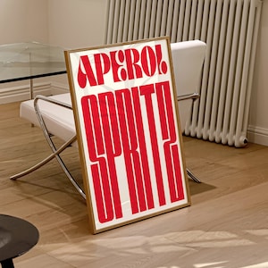 Cartel de Aperol Spritz, MÁS COLORES, Impresión de carro de barra, Impresión de arte de Aperol Spritz, Cartel de cóctel retro, Arte de cocina mínimo / K039