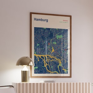 Hamburg Germany Map Print, Map Of Hamburg, Hamburg City Map, Hamburg Map Poster, Colour Hamburg Map Poster, Hamburg Map Poster, Custom Maps