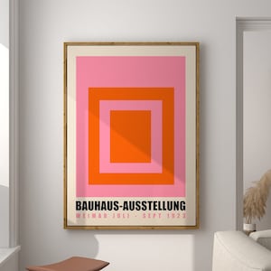 Bauhaus Exhibition Poster: Pink & Orange Geometric Art Print