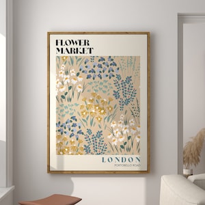 Portobello Road Bloemenmarkt PRINT, Bloemenmarkt Poster, Floral Art Poster, Retro 70's Bloemenmarkt, Boho Bloemenmarkt Print | F014