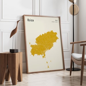 Ibiza kaart print, meer kleuren, Ibiza kaart poster, Ibiza kaart kunst aan de muur, Ibiza stratenplan, kaart van Ibiza Spanje, aangepaste kleur kaart Art Print