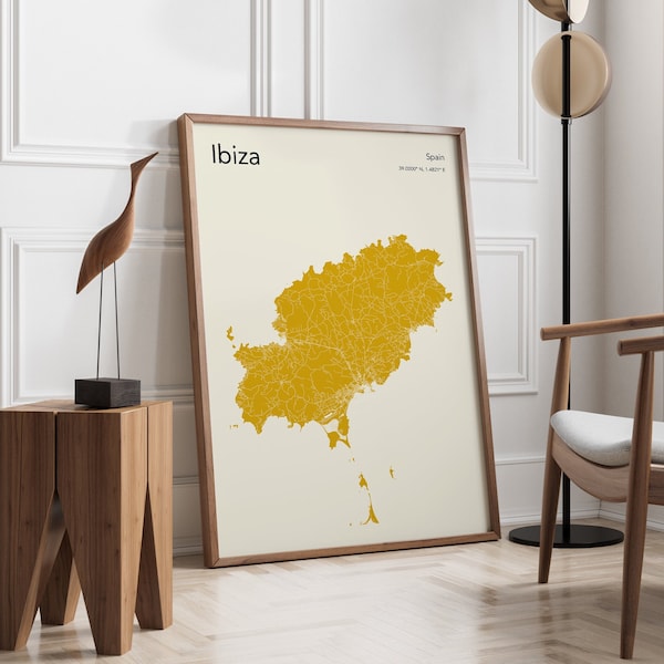 Ibiza Map Print, MORE COLOURS, Ibiza Map Poster, Ibiza Map Wall Art, Ibiza Street Map, Map Of Ibiza Spain, Custom Colour Map Art Print