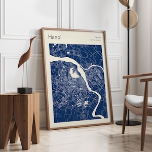 Affiche de carte de Hanoi, PLUS DE COULEURS, Impression de carte de Hanoi, Carte de Hanoi Vietnam, Art mural de carte de Hanoi, Impression de carte couleur personnalisée