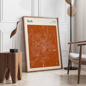 York UK Map Print, MORE COLOURS, Modern Style York Map Poster, York England Maps, Colour Map Posters, Map Decor, Minimalist Map Posters