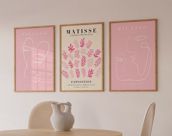 Pink Matisse & Picasso Art Prints: Exhibition Poster Set Of 3