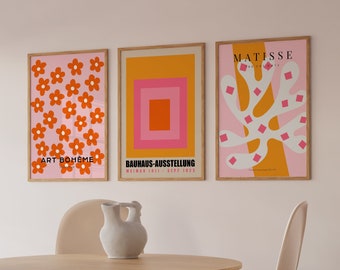 Matisse Bauhaus Kunstdrucke: Orange Und Rosa Wohnzimmer Wandkunst