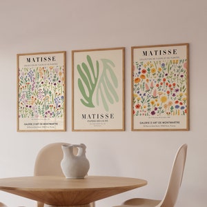 Conjunto de impresión matisse botánico, conjunto de 3 carteles Matisse, impresión de arte botánico Matisse, arte mural de flores de prado, arte matisse mínimo / SET 52