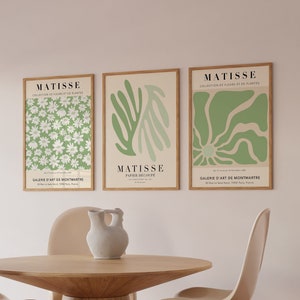 Sage Green Matisse Print Set, Set Of 3 Matisse Posters, Matisse Botanical Art Print, Sage Green Wall Art, Minimal Matisse Art | SET 3