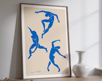 Matisse Dancers Art Print: Abstract Blue Cutout Poster