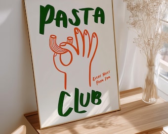 Pasta Club Art Print: Mid-Century Kitchen Poster
