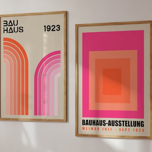 Geometric Bauhaus Print Set Colorful Bauhaus Wall Art Mdi Etsy