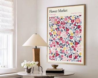 Chicago Flower Market Art Print: Retro Floral Boho Poster