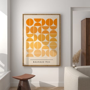 Orange Bauhaus Poster, Bauhaus Art Print, Geometric Poster, Orange Bauhaus Wall Art, Inspired By Bauhaus Poster, Mid Century Poster | BAU162