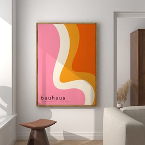 Colourful Bauhaus Exhibition Poster, Bauhaus Ausstellung Art Print, Geometric Retro Poster, Maximalist Wall Art,  Mid Century Modern | A179