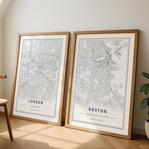 Set of 2 Custom City Map Prints: Personalized Location Art