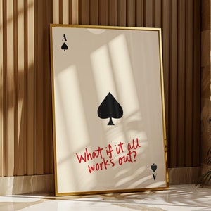 E se tutto funzionasse, poster retrò di carte da gioco, DOWNLOAD digitale, arte murale alla moda con carte da gioco Ace of Spades, estetica preppy / PRO107