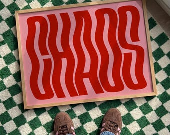 Horizontal Chaos Poster: Retro Typography Wall Art