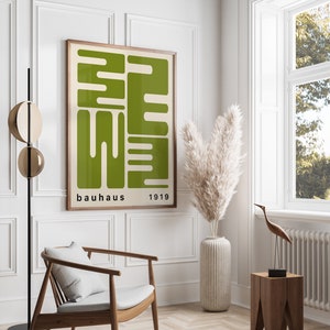 Green Geometric Bauhaus Poster, Bauhaus Art Print, Modernist Poster, Mid Century Modern Wall Art, Minimal Bauhaus Poster | A146