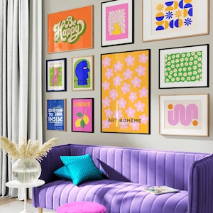 DIGITAL DOWNLOAD Colourful Gallery Wall Art Print Set, Matisse Print, Preppy Gallery Wall Set, Eclectic Gallery Wall, Retro Print Set | BM01